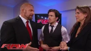 New Raw General Manager Brad Maddox encounters Stephanie McMahon and Triple H: Raw, July 15, 2013