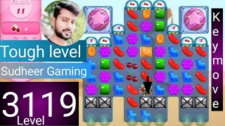 Candy crush saga level 3119 । Tough level । No boosters। Candy crush saga 3119 । Sudheer Gaming