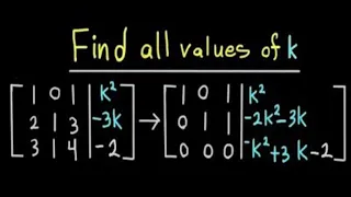 Find the values of k which give, one Solution, no Solution, or infinitely Many Solutions