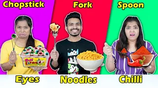 Spoon Vs Fork Vs Chopstick Eating Challenge | Hungry Birds