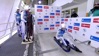 Namkyu Lim (KOR) crash on Luge Team Relay World Cup in Sigulda.