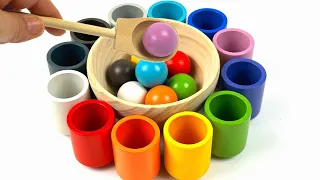 The Best Way to Learn Colors with Rainbow Balls and Cups | Preschool Toddler Learning Toy Video