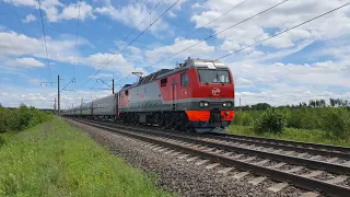 эффектный проход на скорости ЭП2К-396 с поездом №119 Саранск-Москва