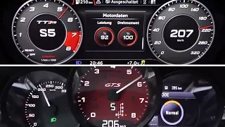 2017 Audi TT RS Coupé 2.5 TFSI vs. Porsche 911 Carerra 4 GTS 0-100 km/h & 0-200 km/h Acceleration