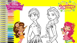 Disney Princess Makeover as Strawberry Shortcake and Orange Blossom Coloring Book Pages