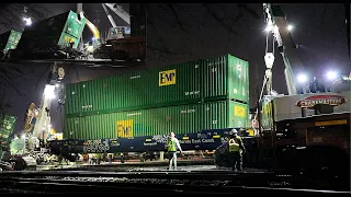 Derailed Intermodal - Cranemasters Called In, Norfolk Southern Train, at Harrisburg, Pa.