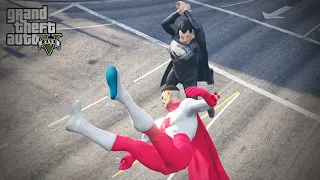 GTA 5 - Omni man VS Black Superman | Invincible VS Justice League