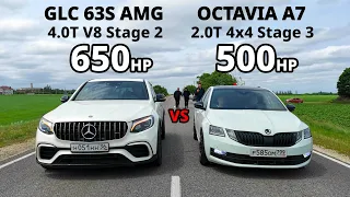 Реванш. OCTAVIA A7 2.0Т 500л.с. vs MERCEDES GLC 63S AMG. BMW X5 M50D vs TIGUAN 2.0T vs BMW X3 M40D