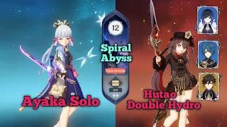 Solo Spiral Abyss 4.1! C0 Ayaka & C0 Hutao | Floor 12 - 9 Stars | Genshin Impact