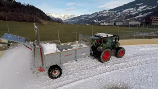 Schneestreuen- St. Johann/pg 2019 | Fendt 516 Vario | Liebherr Radlader | Gruber Miststreuer SM 850