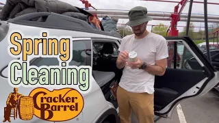 Living In My Car || Spring Cleaning || A Few Deliveries || Cracker Barrel For Dinner