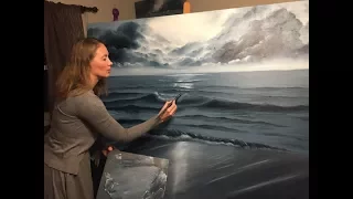 Painting Stormy Ocean Scene in oil Part I