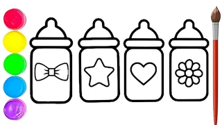 Baby Feeding bottle easy drawing for kids and toddlers