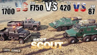 Top 4 Scouts Battle | Loadstar 1700 vs YAR 87 vs Tuz 420 vs Ford F750 - SnowRunner Truck vs Truck