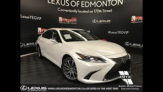 White 2019 Lexus ES 300H Luxury Package Review - Downtown Edmonton, Alberta