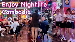 Cambodia Nightlife Phnom Penh Street 136 Walking Tour [4K Tour]