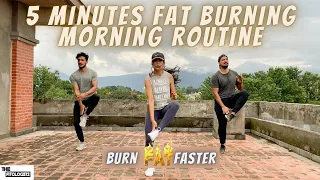 5 MINUTE FAT BURNING MORNING ROUTINE | No Equipment Needed | HIIT | The Fitologists