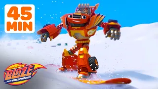Robot Blaze's Snowboard Rescue! 🏂 w/ AJ & Gabby | 45 Minutes | Blaze and the Monster Machines