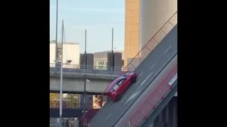 Car Rolls Down Brussels Drawbridge