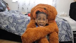 MOVING TEDDY BEAR PRANK ON 8 YEAR OLD!!! *HE CRIES*