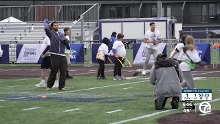 NFL prospects help run drills in Detroit Special Olympics football camp