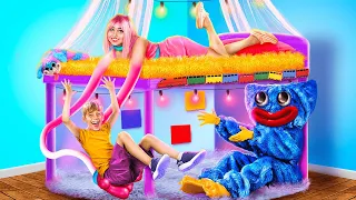 Mamãe Pernas Longas e Huggy Wuggy Constroem Sala Secreta! Se Poppy Playtime Estava na Vida Real!