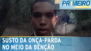 Flagra: pastor é surpreendido por onça durante oração em região de mata |Primeiro Impacto (23/08/23)