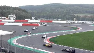 F1, Belgium 2010, First Lap, Bus Stop. Barichello hits Alonso.