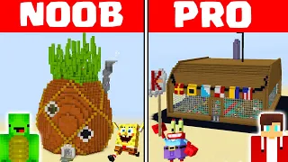Minecraft NOOB vs PRO: SPONGEBOB HOUSE CHALLENGE by Mikey Maizen and JJ (Maizen Parody)