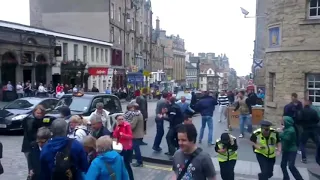 Hearts vs hibs fans fight on royal mile