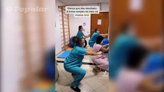 Grávida rompe bolsa durante dança com equipe de saúde em hospital de Goiânia