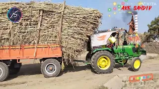 3 John Deere tractor Full Sugar Load video 2023! // Arjun 555 Tractor 🚜 sugar heavy load . 21 sugar