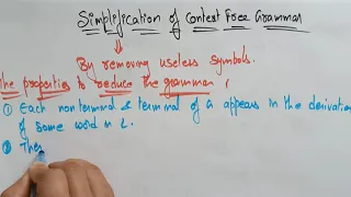 simplification of CFG  | TOC | Lec-65 | Bhanu Priya