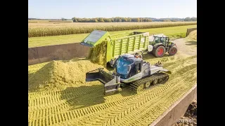 Maishäckseln 2019 XXL | 2x John Deere 9700i & 8700i | Prinoth Leitwolf Pistenraupe auf Silo | ...