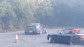 Kye drifting in a 500bhp skyline r33 at old post office cruise