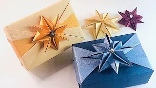 GIFT WRAPPING | GIFT BOX PACKAGING + 3D ORIGAMI PAPER CHRISTMAS POINSETTIA STAR | I.Sasaki Original