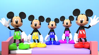 Five little Mickey Mouse Jumping on the Bed Funny Song