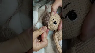 the process of creating a hairstyle for a doll. #handmade#amigurumi#hobby#crochet #doll #face #hair