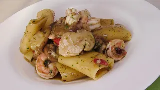 Paccheri con gamberi e Porcini (mare e monti)