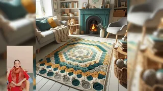 most beautiful 🌹 crochet 🧶 carpet new design 2024 knitted new design carpet2024#crochet #knitted