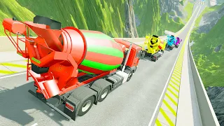 HT Gameplay Crash # 1 | Epic High Speed Jumps Mixer Trucks - Cars vs Speed Bumps vs Giant Pit