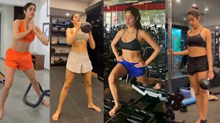 Janhvi Kapoor Hot Intense Full Body Workout Video | Actress Janhvi Kapoor Fitness Routine, yoga, gym