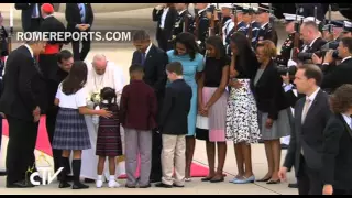 Pope is welcomed to the U.S by President Obama