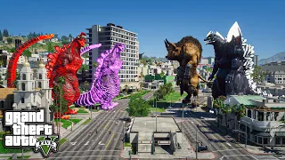 Team Shin Godzilla vs. Spacegodzilla, Minotaur EPic BATTLE ( GTA V MODS )