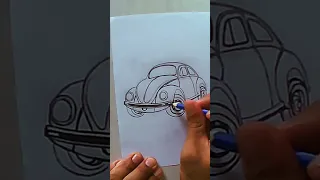 Desenho livre - Fusca VELOZES & FURIOSOS😮 - fan of beetle/drawing beetle #shorts #fusca