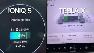 Hyundai Ioniq 5 V Tesla Model X Ionity charge test. Which pulls quicker?