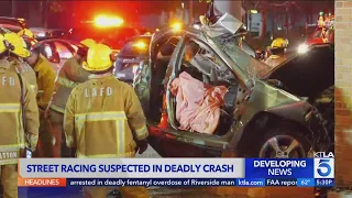 Man killed in suspected street racing crash in Canoga Park