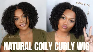 Hair So Bomb🤩100% Glueless Coily Curly Wig Install For Beginners💖Wear & Go!   #luvmehair #hair