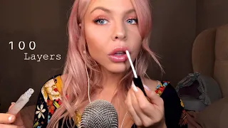 (SOUND EDIT) ASMR APPLYING 100 LAYERS OF LIPGLOSS ~ MOUTH SOUNDS