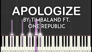 Apologize by Timbaland ft. One Republic synthesia piano tutorial | with lyrics + sheet music